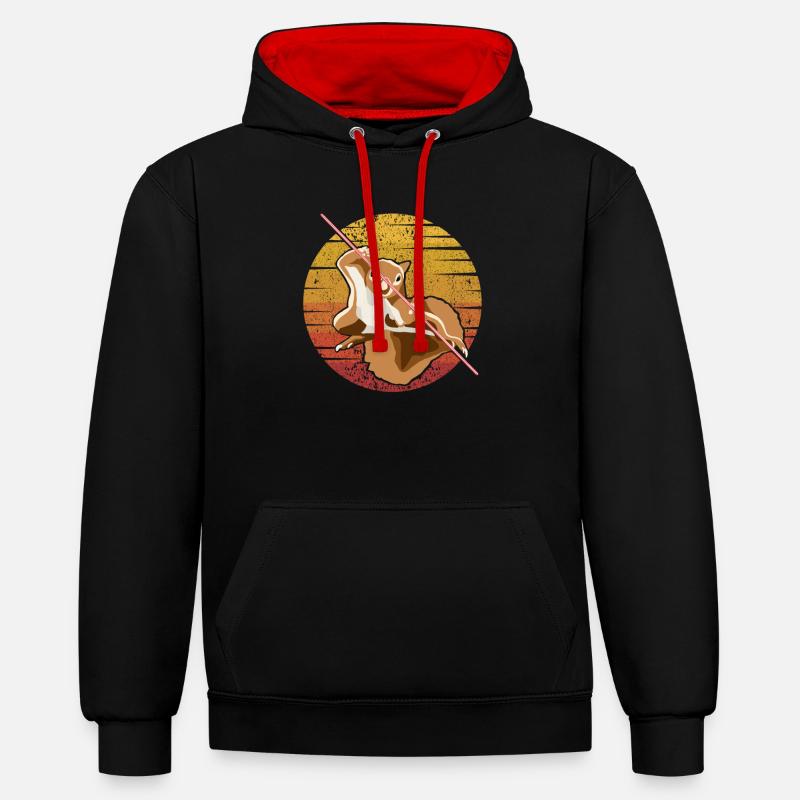 Fox Squirrel Squirrel Squirrel Squirrel - Contrast hoodie - black/red
