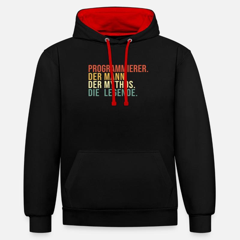 Programmierer Mann Mythos Legende Developer - Kontrast-Hoodie - Schwarz/Rot
