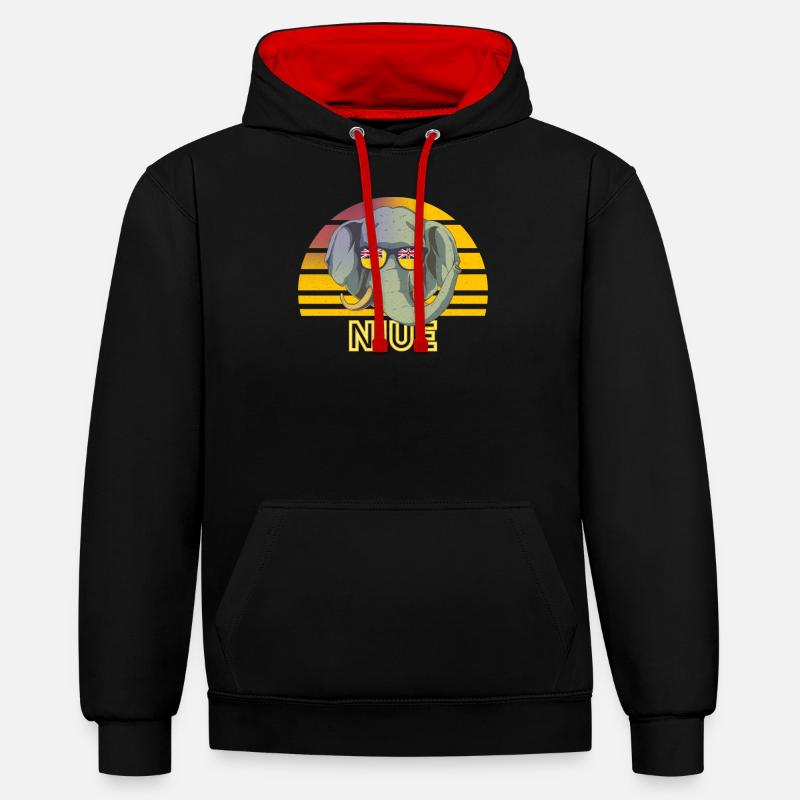 Niue - Sweat à capuche contrasté - noir/rouge