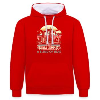 Kuala Lumpur Malaisie Voyage Vacances Malaisien - Sweat à capuche contrasté - rouge/blanc - Devant - Liana (172cm) & Jaron (178cm)
