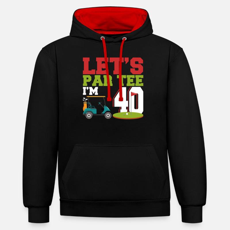 Cadeau pour les -golfeurs - Sweat à capuche contrasté - noir/rouge