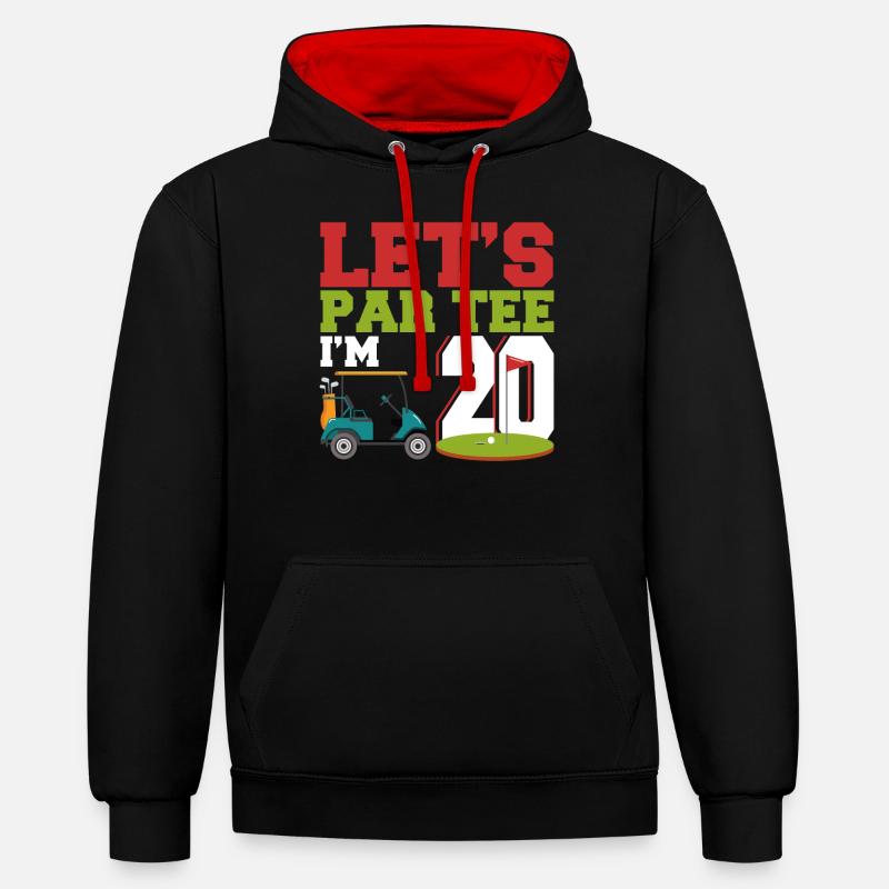Cadeau pour les -golfeurs - Sweat à capuche contrasté - noir/rouge