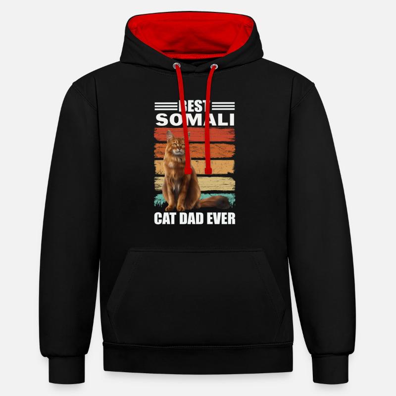 Papa Chat Somalien - Sweat à capuche contrasté - noir/rouge