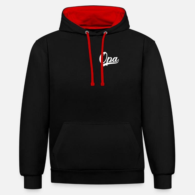 Grands-parents Papi - Sweat à capuche contrasté - noir/rouge
