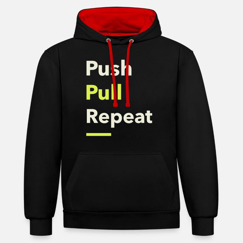 Push Pull Repeat - Contrast hoodie - black/red