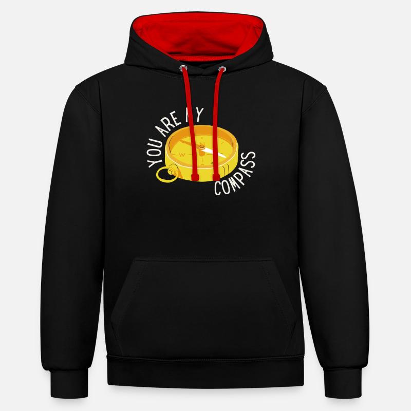 amoureux, déclaration d'amour - Sweat à capuche contrasté - noir/rouge