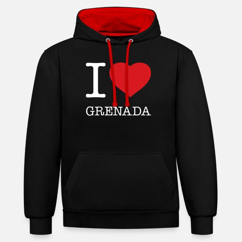 J’ADORE LA GRENADE - Sweat à capuche contrasté - noir/rouge