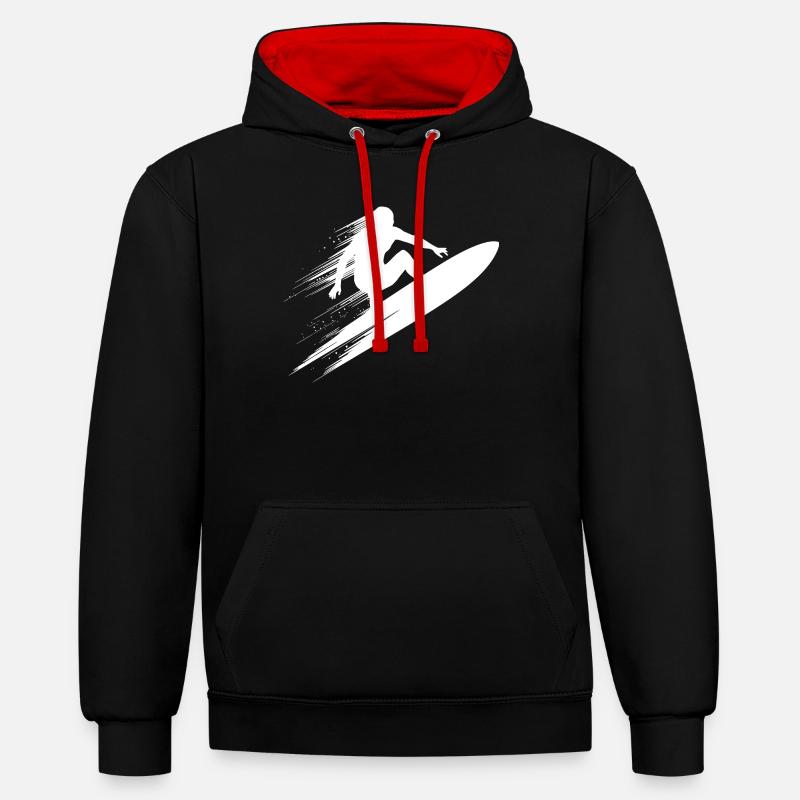 Surf dynamique Illustration Surf Surf - Sweat à capuche contrasté - noir/rouge