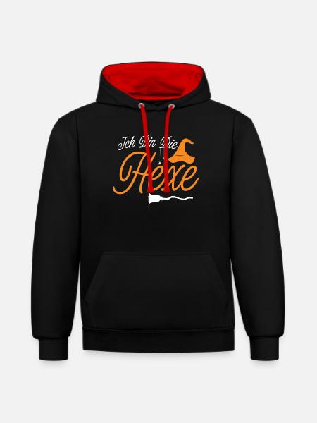 Halloween German Text Witch - Kontrast-Hoodie - Schwarz/Rot
