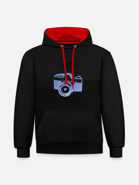 Larisa, Grèce - Sweat à capuche contrasté - noir/rouge
