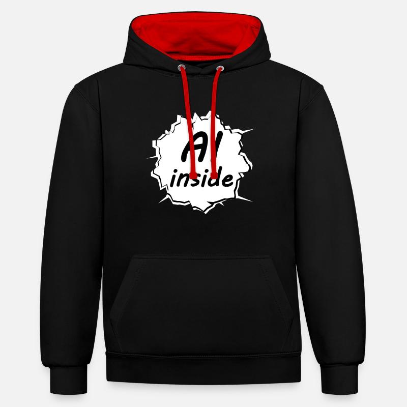Computer Intelligenz - Kontrast-Hoodie - Schwarz/Rot