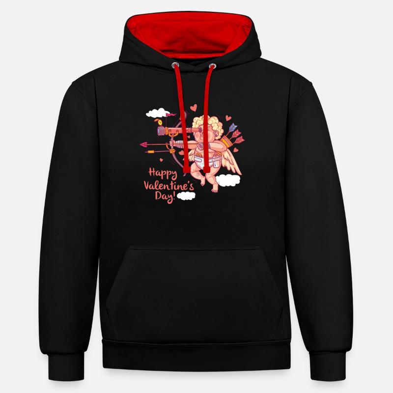 L'armatura con arco e freccia diffonde amore - Felpa con cappuccio in contrasto cromatico - nero/rosso