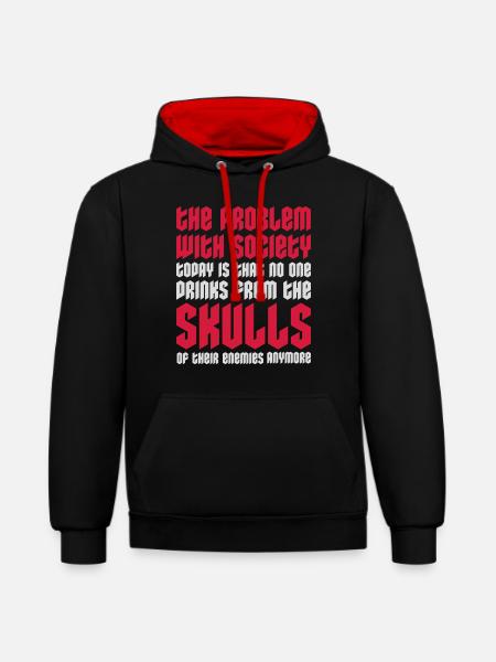 drinks from enemies skulls - Contrast hoodie - black/red