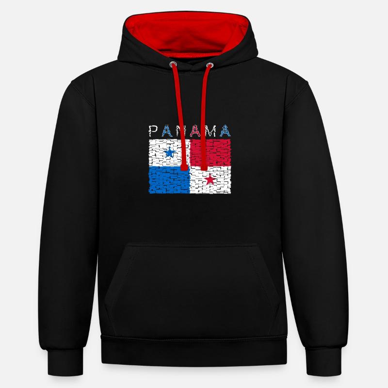 Drapeau du Panama - Sweat à capuche contrasté - noir/rouge