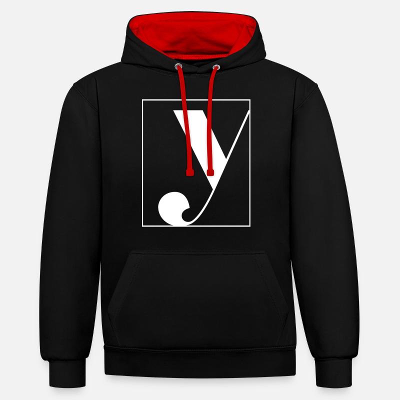 Lettre alphabet y - Sweat à capuche contrasté - noir/rouge