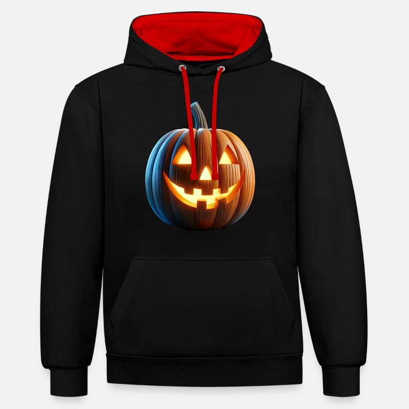 Jack o Lanterne citrouille - Sweat à capuche contrasté - noir/rouge