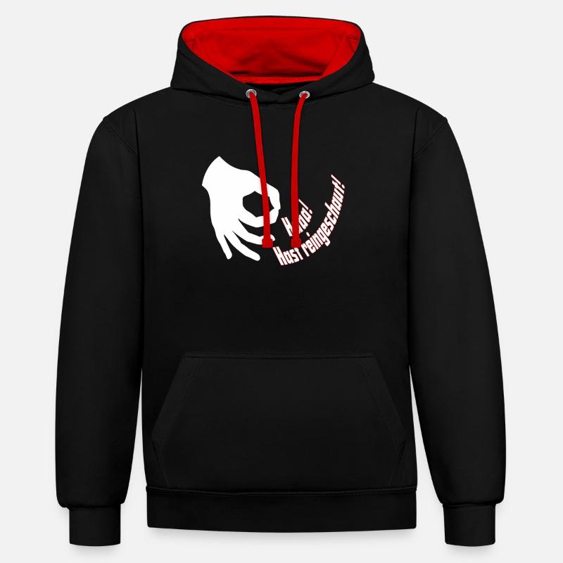 Regardé dans - Sweat à capuche contrasté - noir/rouge