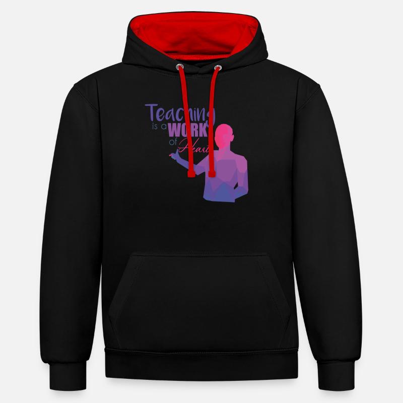 Enseignants - Sweat à capuche contrasté - noir/rouge