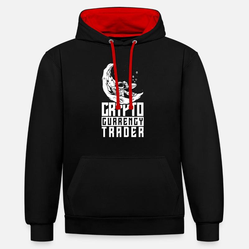 Cryptocurrency Trader Trader Crypto Crypto - Sweat à capuche contrasté - noir/rouge