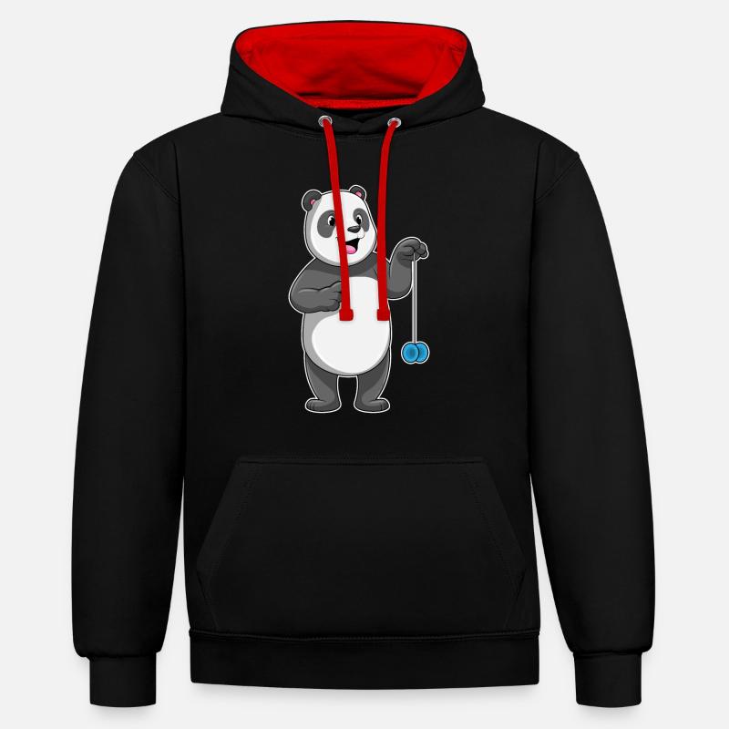 Panda avec Jojo - Sweat à capuche contrasté - noir/rouge