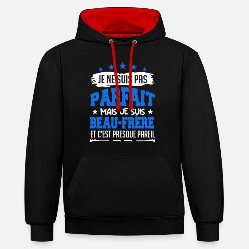 Pas parfait beau frère - Sweat à capuche contrasté - noir/rouge
