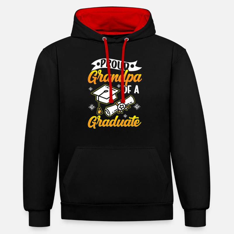 Stolzer Großvater Eines Absolventen Absolvent - Kontrast-Hoodie - Schwarz/Rot