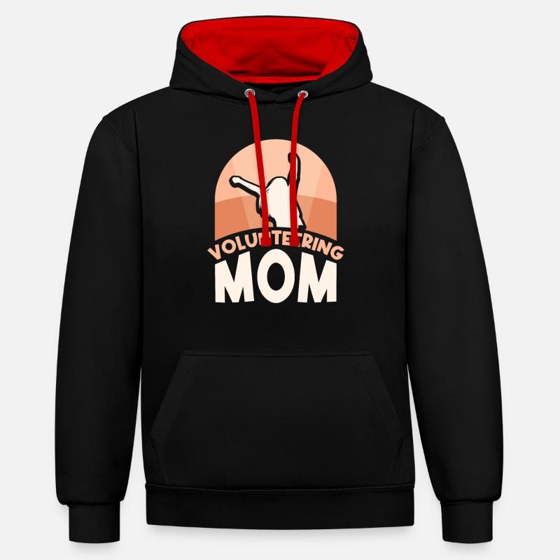 Mère bénévole Profession bénévole - Sweat à capuche contrasté - noir/rouge