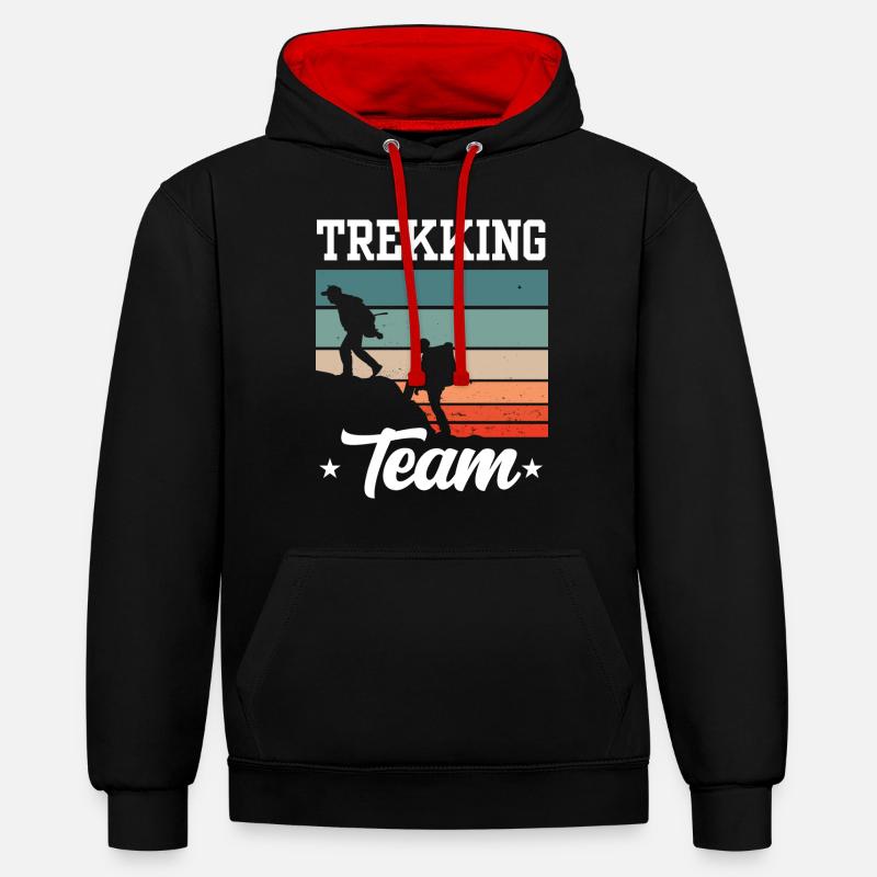 Trekking Team Wanderer Hike Randonnée - Sweat à capuche contrasté - noir/rouge