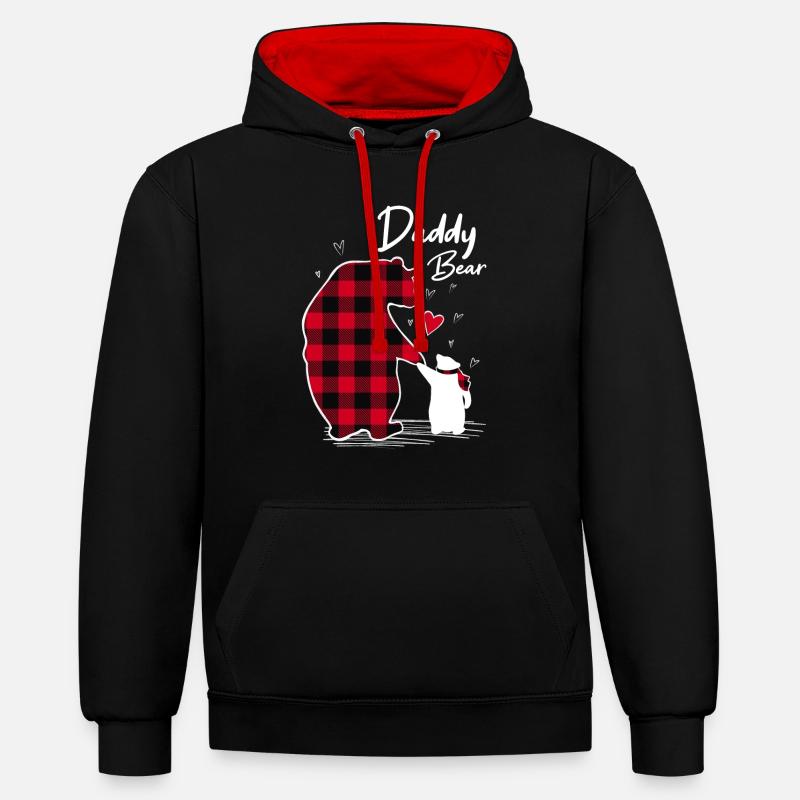 Papa Ours - Sweat à capuche contrasté - noir/rouge