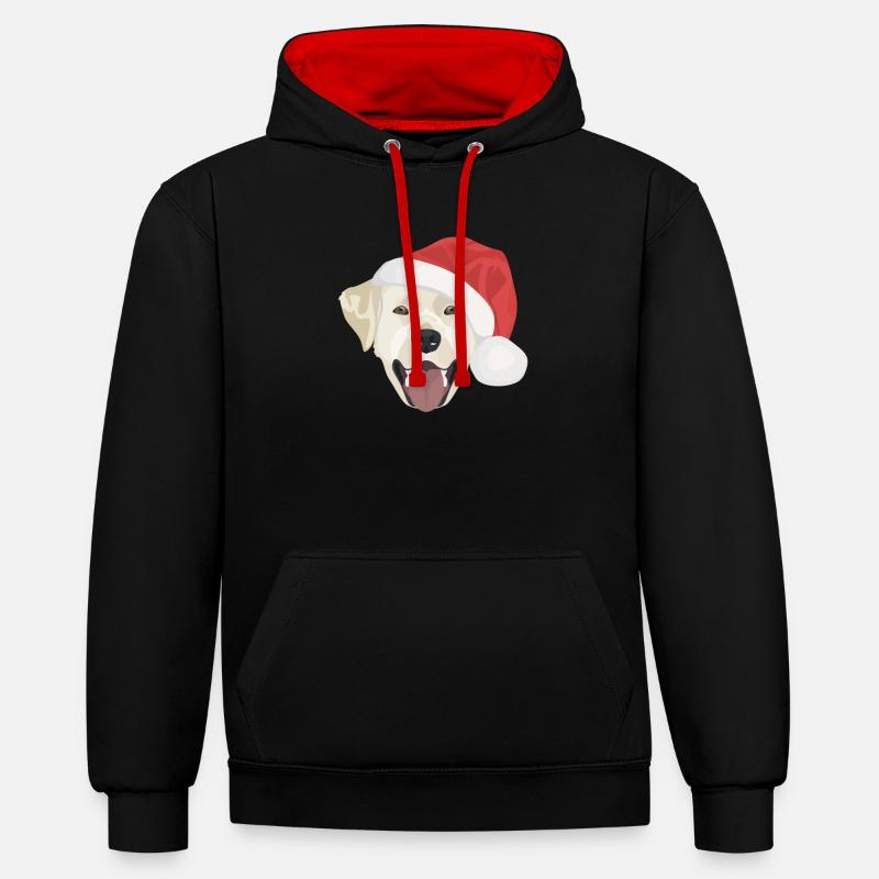 Joyeux Noël Labrador - Sweat à capuche contrasté - noir/rouge