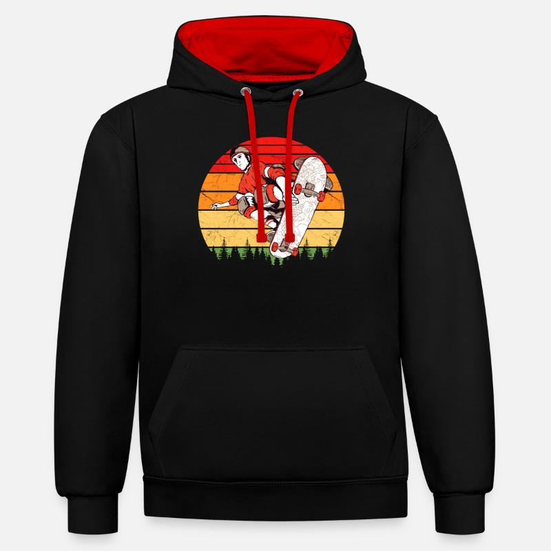 Skaters Skate Skateboarding Skateboard - Sweat à capuche contrasté - noir/rouge