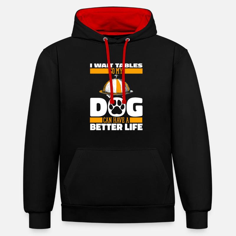 Serveur Serveuse Chien - Sweat à capuche contrasté - noir/rouge