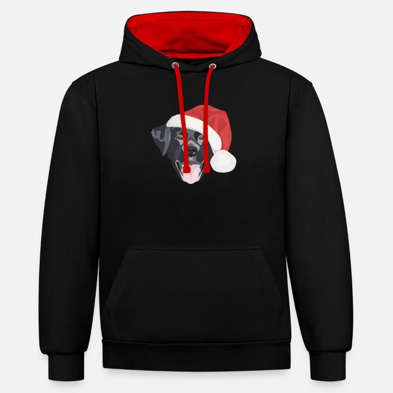 Joyeux Noël Labrador - Sweat à capuche contrasté - noir/rouge