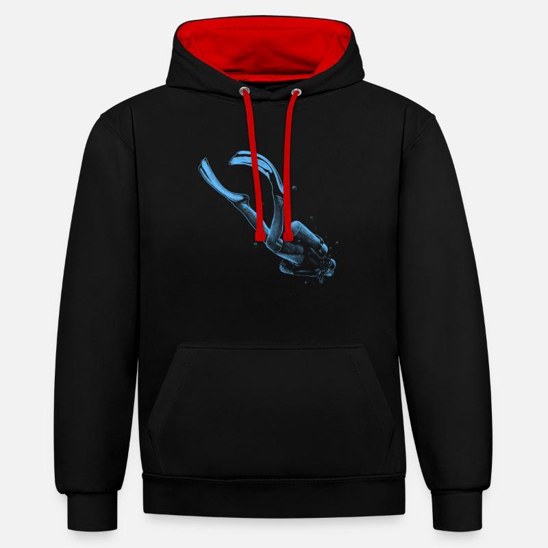 Plongeur plongeur plongeur - Sweat à capuche contrasté - noir/rouge