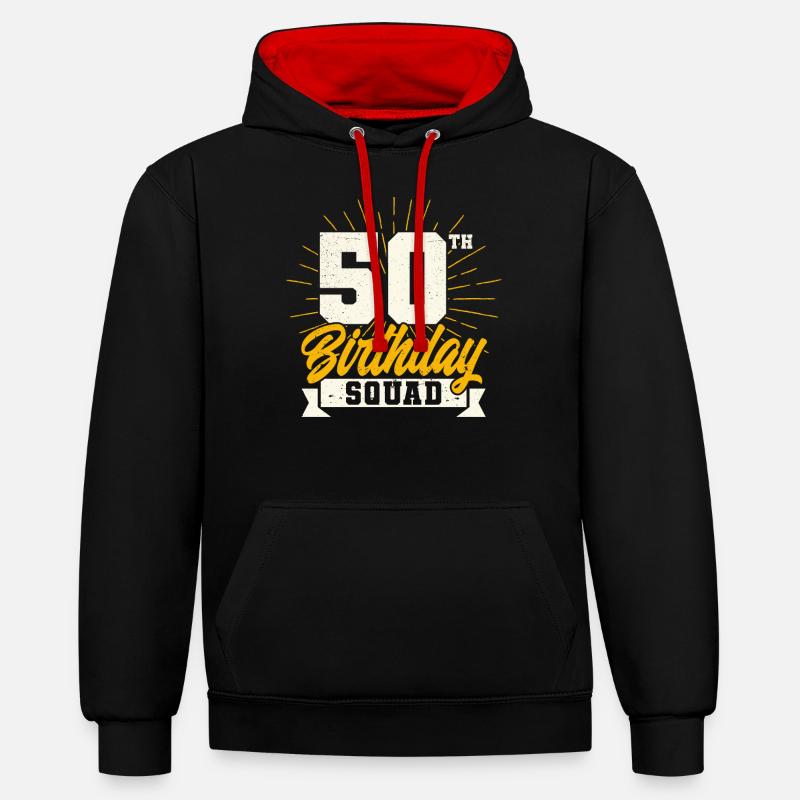 50e anniversaire - Sweat à capuche contrasté - noir/rouge