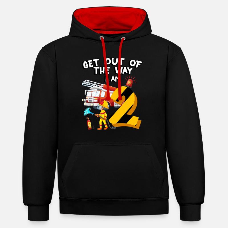 Pompiers pompiers J’ai 9 ans - Sweat à capuche contrasté - noir/rouge