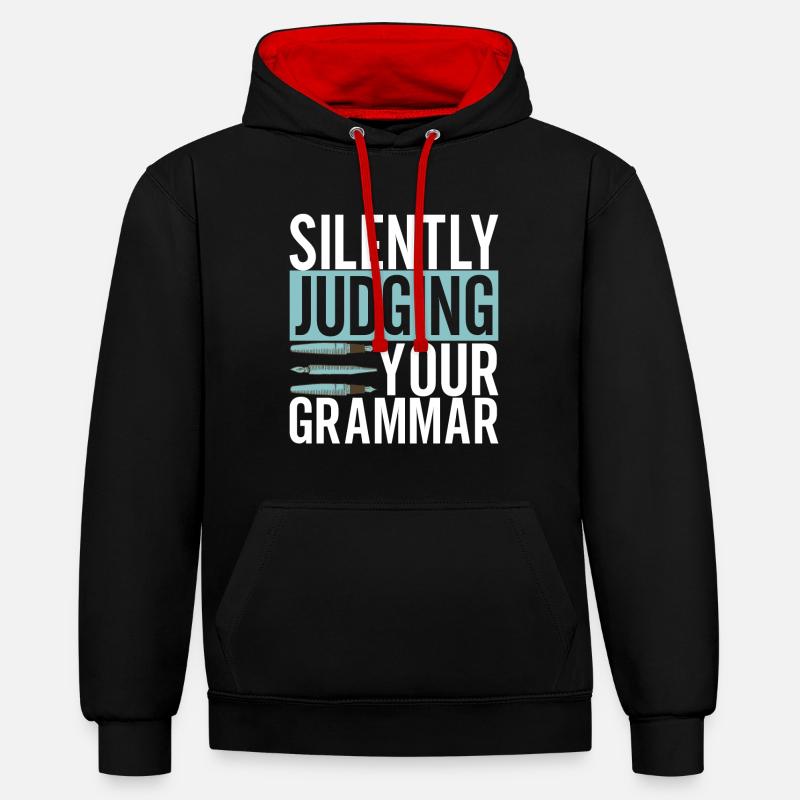 Professeur d’anglais Englisch Lehrer - Sweat à capuche contrasté - noir/rouge