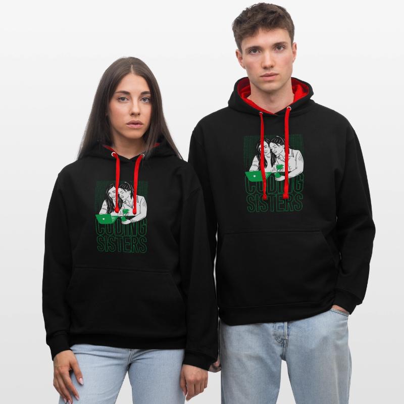 Developer Coder Programmer Sisters Contrast hoodie