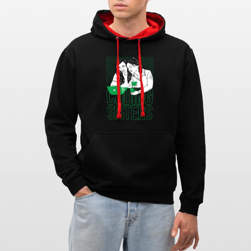 Developer Coder Programmer Sisters Contrast hoodie