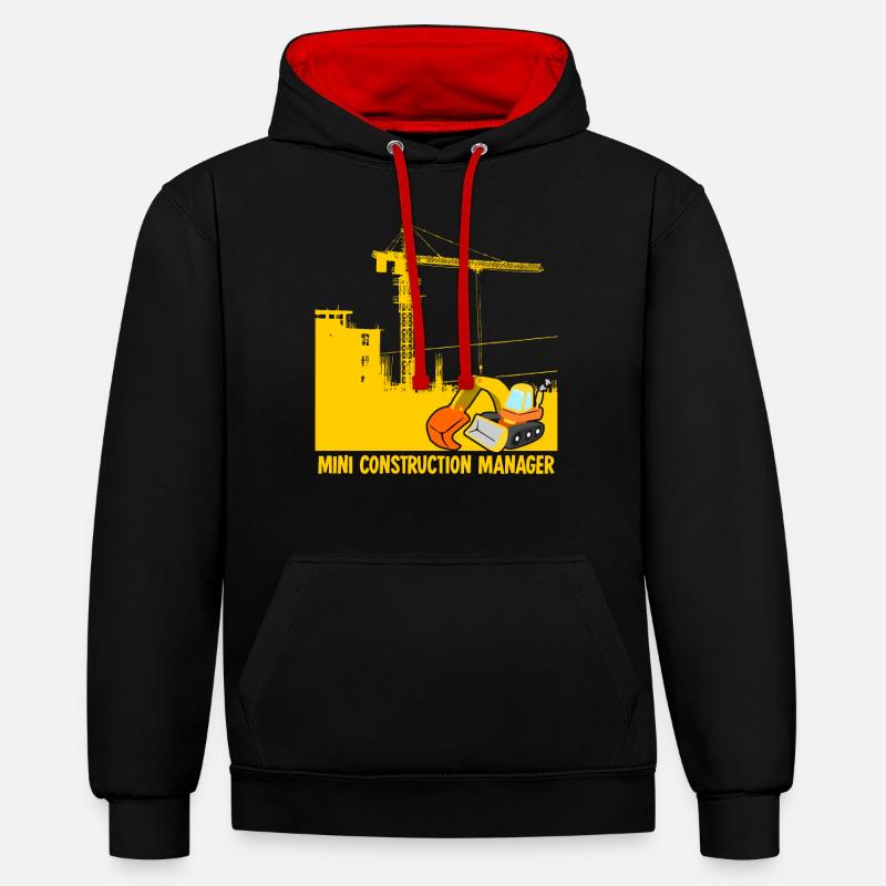 Bagger Baustelle Bauleiter Baggerfahrer - Kontrast-Hoodie - Schwarz/Rot