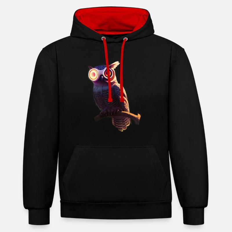 Robot Owl Hybride Être - Sweat à capuche contrasté - noir/rouge