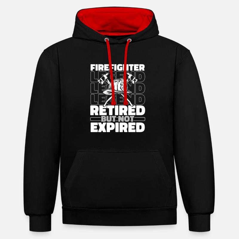 Pompier à la retraite - Sweat à capuche contrasté - noir/rouge