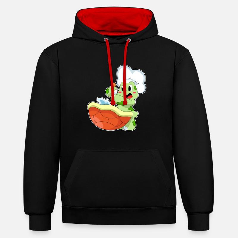 Marmite de tortue - Sweat à capuche contrasté - noir/rouge
