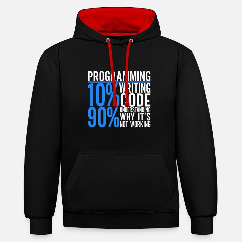 Programmeur Informaticien - Sweat à capuche contrasté - noir/rouge