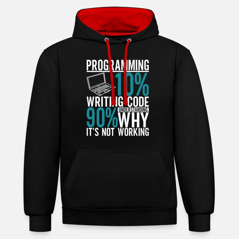 Programmeur Informaticien - Sweat à capuche contrasté - noir/rouge