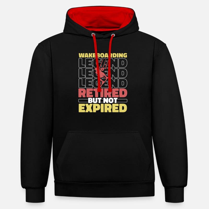Wakeboarder retraité - Sweat à capuche contrasté - noir/rouge