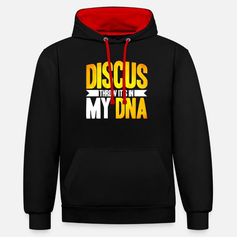 Diskuswerfen Diskuswerfer Geschenk - Kontrast-Hoodie - Schwarz/Rot