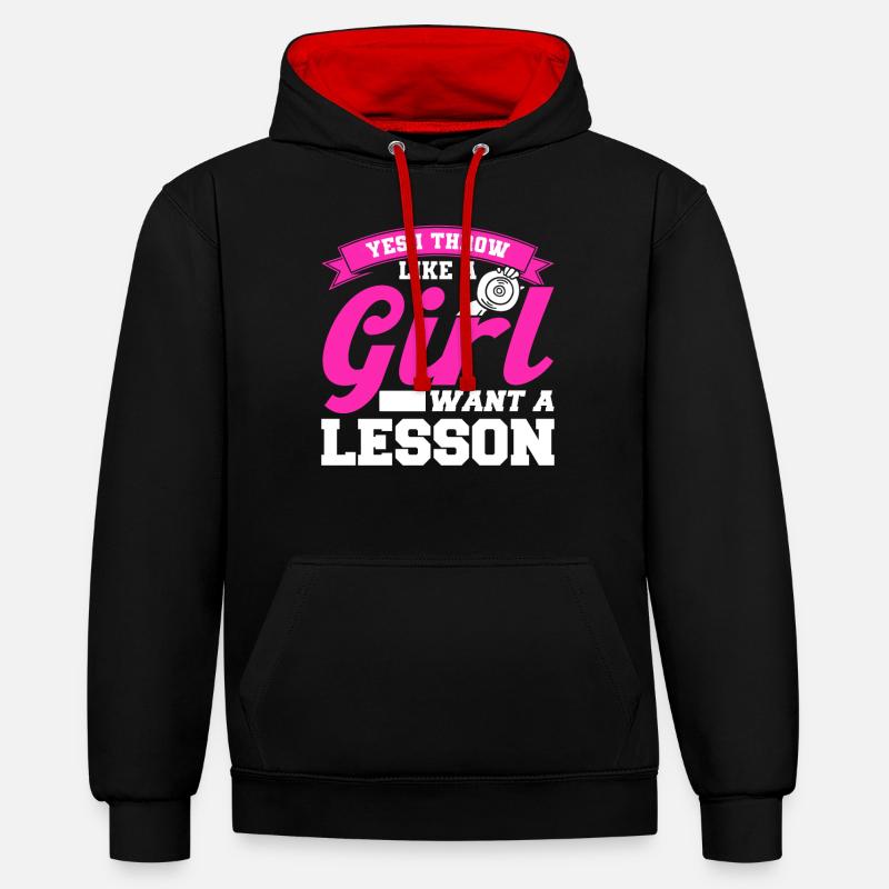 Diskuswerfen Diskuswerfer Geschenk - Kontrast-Hoodie - Schwarz/Rot