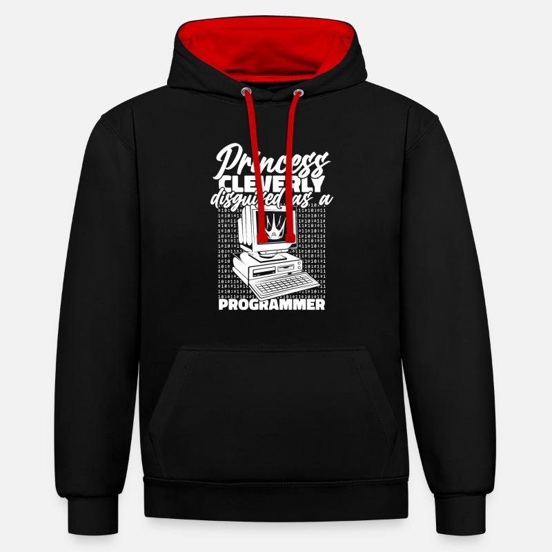 Entwickler Coder Programmierer Prinzessin - Kontrast-Hoodie - Schwarz/Rot