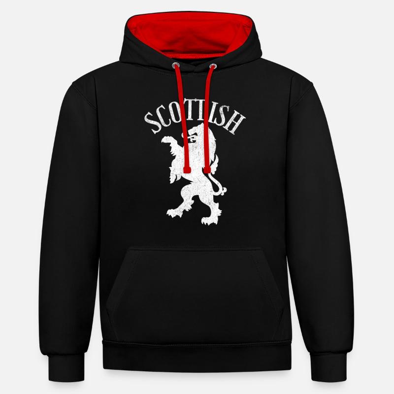 Écosse Lion écossais - Sweat à capuche contrasté - noir/rouge